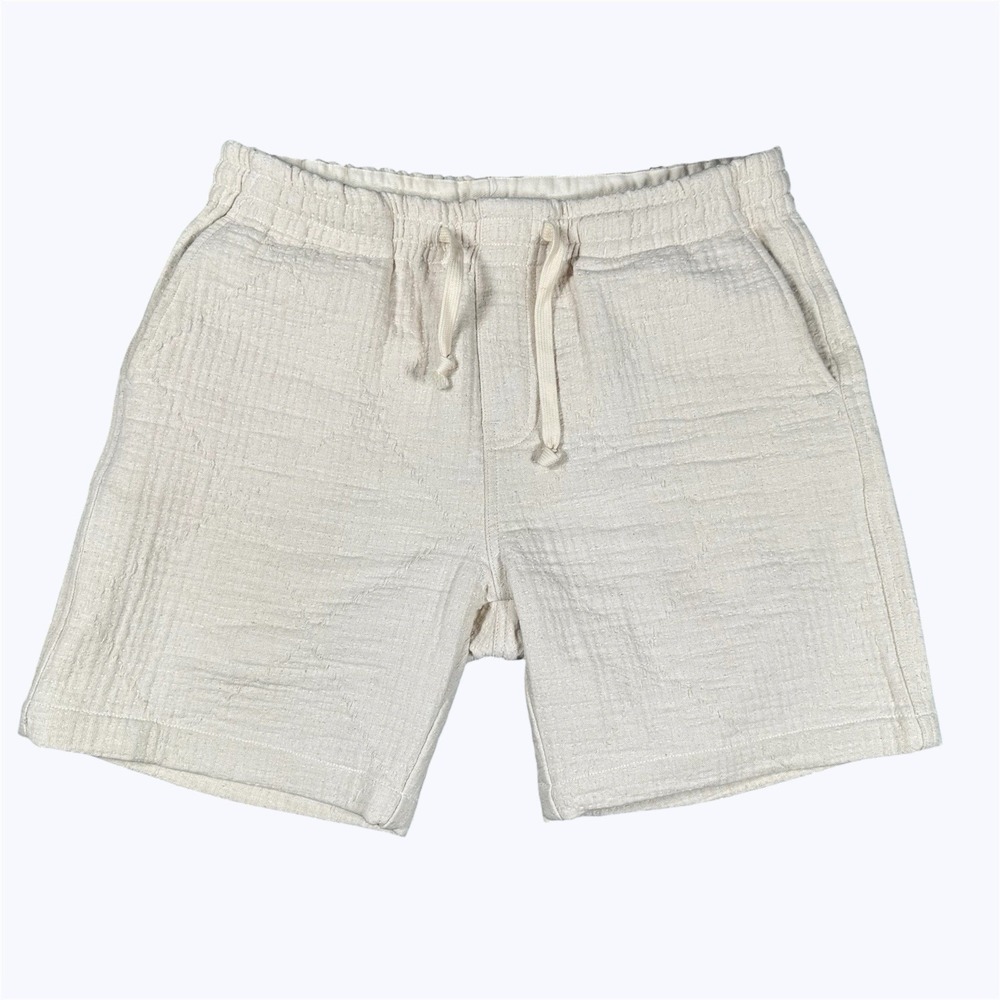 Gustin Double Gauze Monster Sashiko Shorts Men's M Cream Sweat Textured Knit